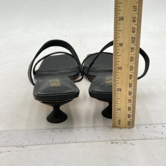 Miss left Black Women's Double Strap Kitten Low Heels Open Toe Heeled Sandals - Picture 4 of 7